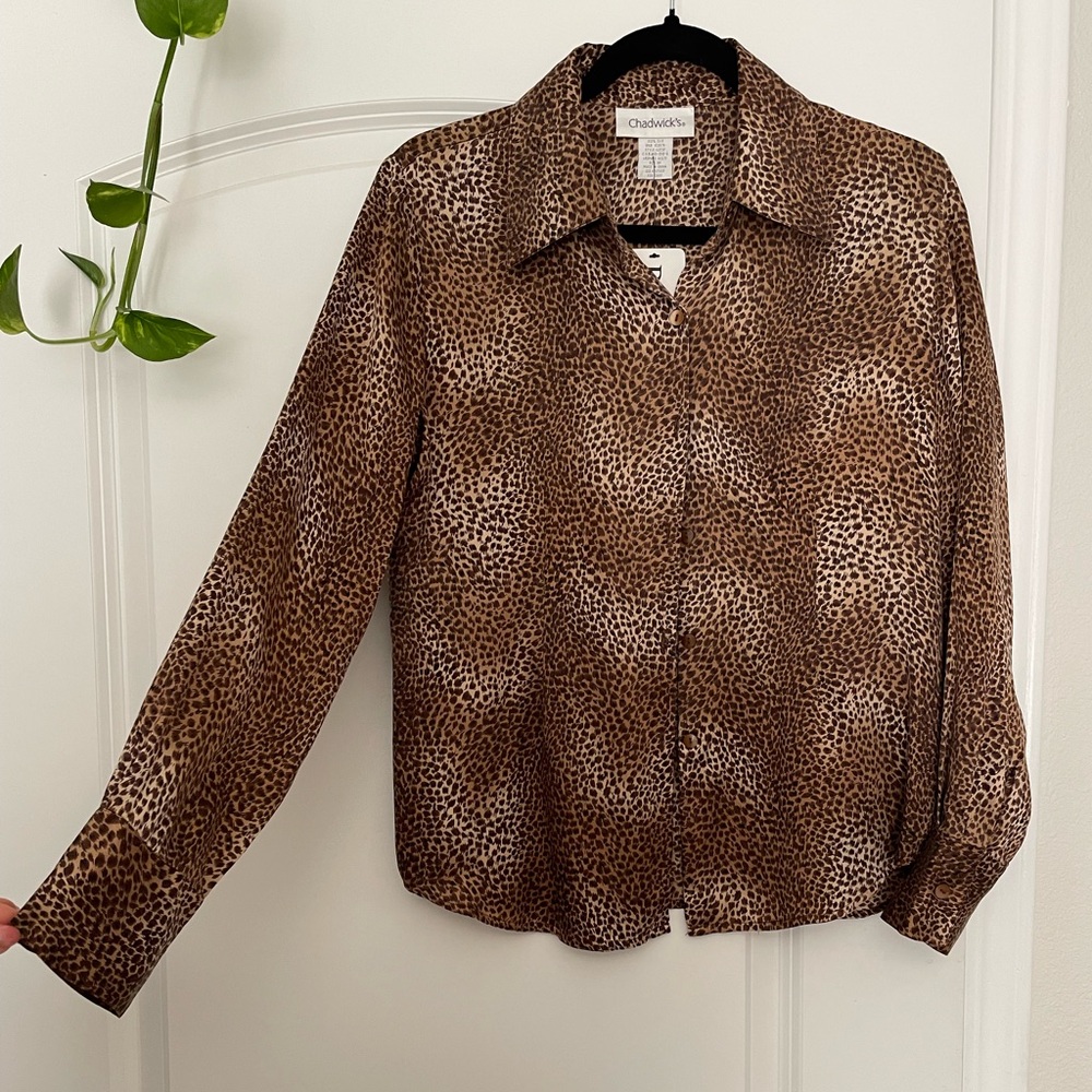 Chadwick’s Leopard Cheetah Print Silk Blouse